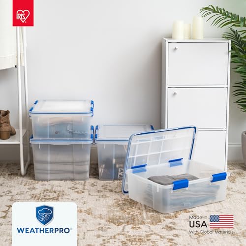 IRIS USA 3-Pack 16 Qt Storage Bins with Gasket Lids, Clear/Blue | WeatherPro seal protects shoes, crafts, documents and supplies from dust and moisture - size: 16 Qt. - 3 Pack