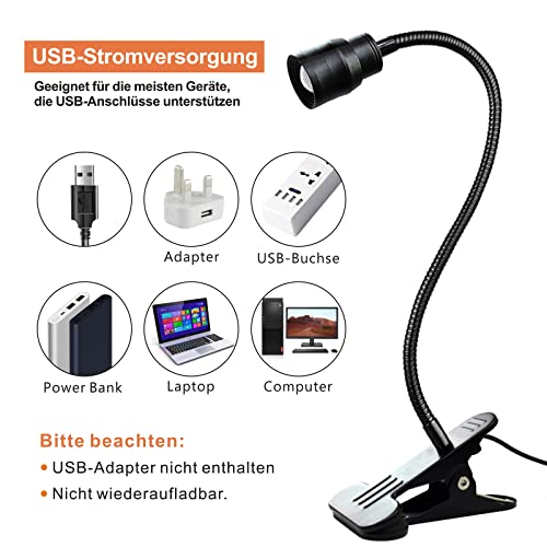 YMCRLUX Zoomable LED Reading Lights for Bed Headboard, Clip on Spotlight Lamp for Desk, Dorm Bed, Dimmable USB Clamp Book Light with Flexible Gooseneck, Adjustable Beam Angle 15°-80°