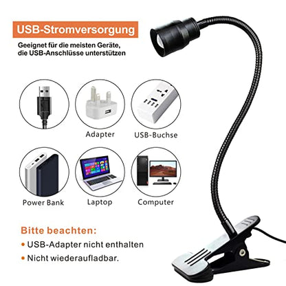 YMCRLUX Zoomable LED Reading Lights for Bed Headboard, Clip on Spotlight Lamp for Desk, Dorm Bed, Dimmable USB Clamp Book Light with Flexible Gooseneck, Adjustable Beam Angle 15°-80°