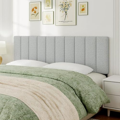 King Size Headboard Only, Height Adjustable Linen, Light Gray - color: Linen-lightgray, size: King/California King