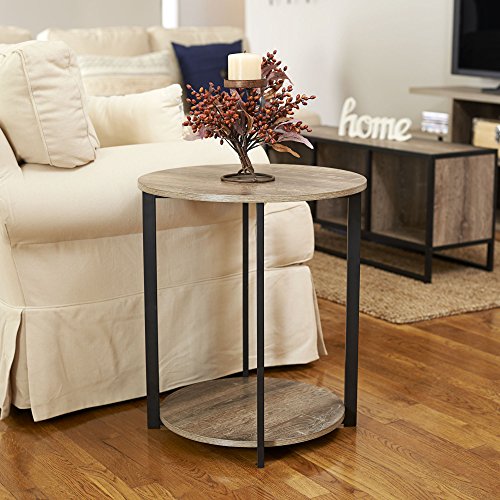 Household Essentials Wooden Side End Table with Storage Shelf | Ashwood - color: Ashwood