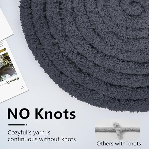 Cozyful Chunky Yarn for Hand Knitting - #10 Chunky Chenille Yarn, Jumbo Big Thick Chunky Yarns for Crocheting, Super Bulky Chunky Knit Blanket Yarns, 8 Skein (22 yds 8 oz Each Skein), Charcoal Grey - color: Charcoal Grey
