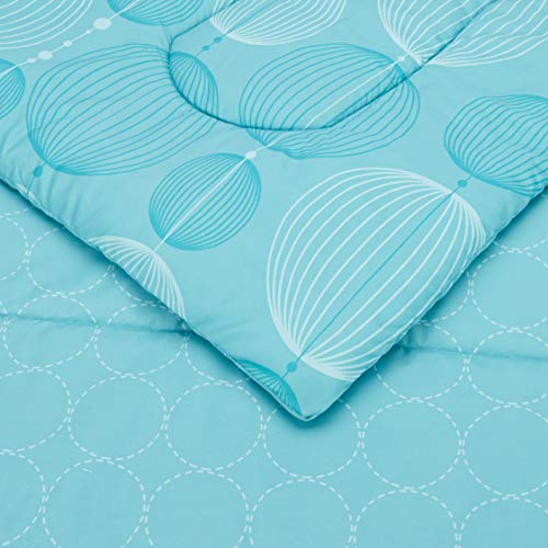Amazon Basics Full/Queen Comforter Set with Geometric Sheets, 7-Piece Industrial Teal Bedding, Lightweight Microfiber Bed-in-a-Bag - color: Industrial Teal, size: Full/Queen, style: 1-Pack