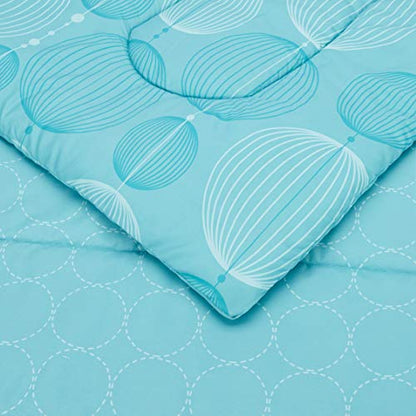 Amazon Basics Full/Queen Comforter Set with Geometric Sheets, 7-Piece Industrial Teal Bedding, Lightweight Microfiber Bed-in-a-Bag - color: Industrial Teal, size: Full/Queen, style: 1-Pack