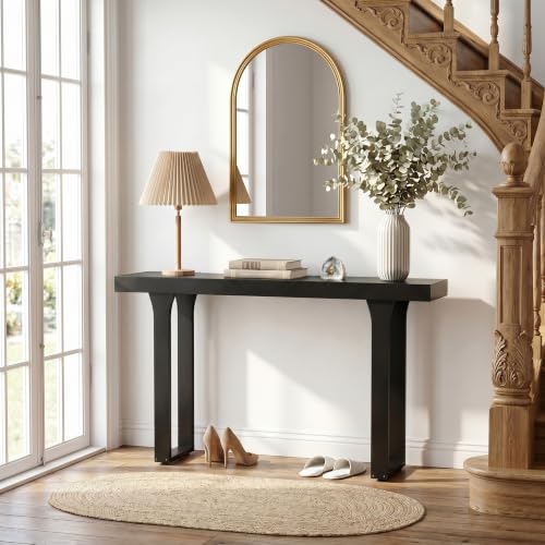 Console Table,Bamboo 47.2" Narrow Rectangular Entryway Table Slim, Black