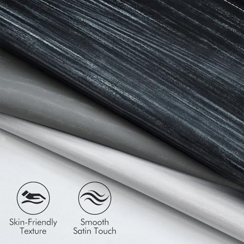 MIULEE Black and Greyish White Ombre Blackout Curtains 52Wx54L Set of 2 | Full Room Darkening,Thermal Insulated,54 Inch Long,Grommet Drapes for Bedroom/Living Room,Modern Window Treatments - color: Black and Greyish White, size: 52"W x 54"L (Pack of 2)