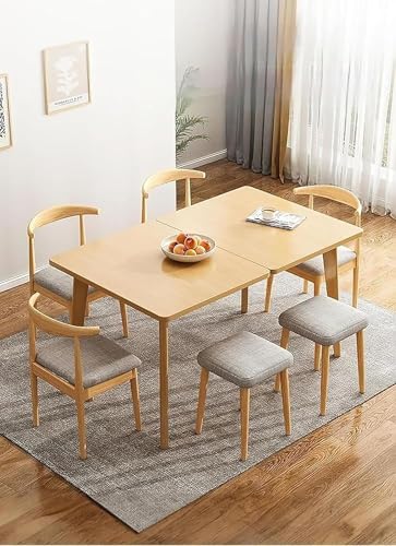 Compact Drop Leaf Table for Small Spaces, Multifunctional Extendable Dining Table for 2 to 6, Foldable Kitchen & Living Room Furniture (White)