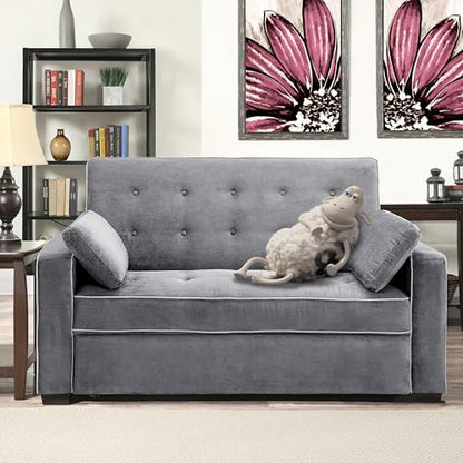 Serta Ainsley 72.6" Convertible Sleeper Sofa, Queen Size, Dreamcoil Comfort, Soft Woven Fabric, Charcoal - color: Charcoal, size: Queen Sofa