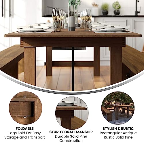 Flash Furniture Hercules 108x40 in Folding Table | Commercial Grade, Foldable Locking Legs, Farmhouse, Rustic