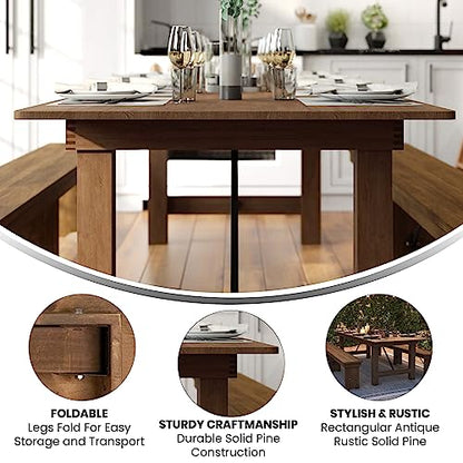 Flash Furniture Hercules 108x40 in Folding Table | Commercial Grade, Foldable Locking Legs, Farmhouse, Rustic