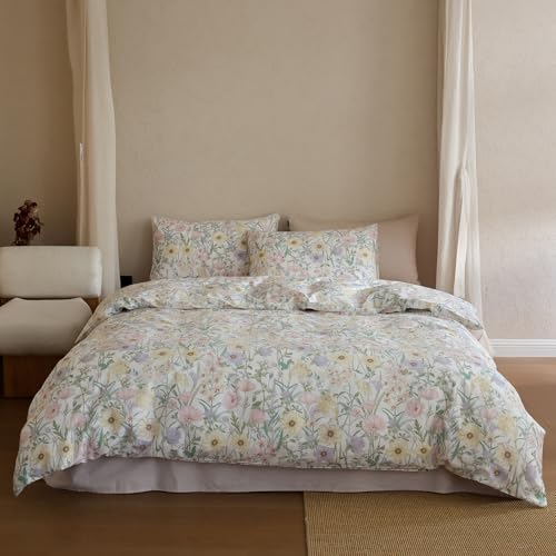 Floral Duvet Cover Full Size Cotton Cute Comforter Cover Full with Zipper Vintage Country Soft Duvet Cover Set with 2 Pillow Cases Boho Teen Bedding Set for Girls Duvet Protector - color: C Floral22, size: Full(Duvet Cover and 2 Pillows Sham)