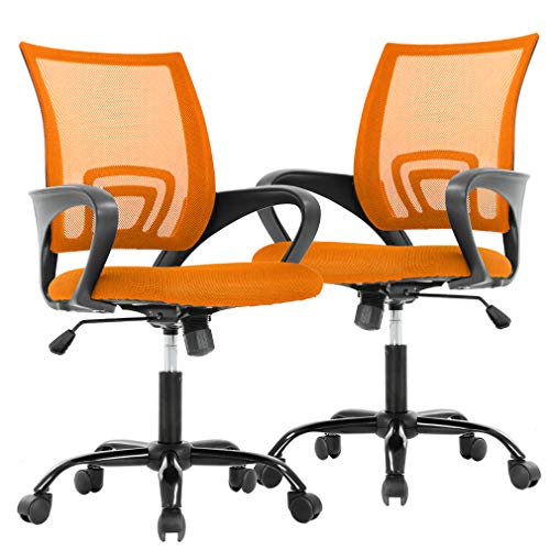 Office Chair Desk Chair Mesh Computer Chair Back Support Modern Executive Adjustable Chair Task Rolling Swivel Chair for Women,Men(2 Pack) (Orange) - color: Orange, size: 2 Pcs