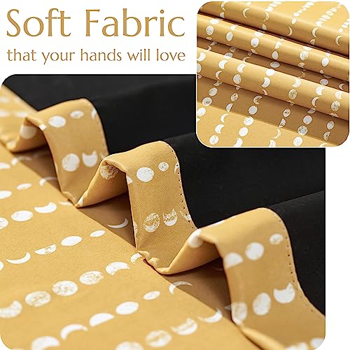 jinchan Boho Blackout Curtains 63 Inch Length Moon Phase Printed Drapes | Mustard Yellow Farmhouse Curtain for Bedroom Living Room Back Tab Drapes Room Darkening Window Treatment 2 Panels - color: Luna | Mustard Yellow, size: 52"W x 63"L (Pack of 2)