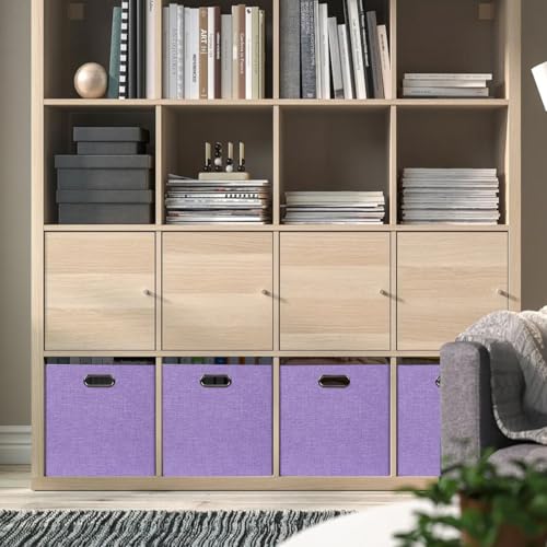 13" x 15" x 13" Linen Storage Cubes with Handles, Pack of 4 | Collapsible Fabric Bins for Home Organization, Suitable for Shelves, Closet, Wardrobe, Bedroom - size: 13 x 15 x 13 Inch