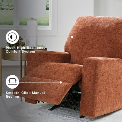 Signature Design by Ashley Aviemore Rocker Recliner, No Assembly Required | Plush manual rocker, Space-saving 12-in wall space, Durable metal-reinforced frame, 100% polyester chenille fabric - color: Spice, style: Recliner