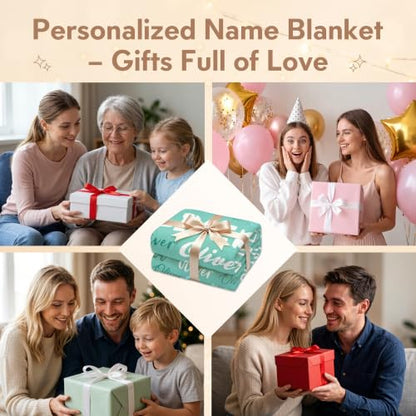 Personalized Blanket with Name, Custom Name Blanket Gifts for Kids Adults Boys Girls Teen, Soft Customized Fleece Flannel Throw for Bedroom Living Room, Birthday Christmas - color: Tiffany
