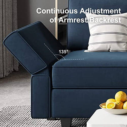Belffin Modular Sectional Arm Accent Chair with Storage Seat Velvet Armchair Single Sofa Club Chair Blue - color: Blue, size: Armchair