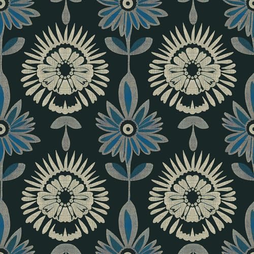 BOKEBEVE Extra Long Green Leaf Wallpaper Stick and Peel Boho 17.5 x 393.5In | Floral Contact Paper Vintage Wallpapers Symmetrical Style Modern Renter Friendly for Accent Wall Cabinet Removable - color: Dark Green, size: 17.5" x 787"