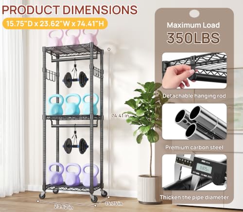 Duty Rolling Rack, 3-Tier Adjustable Clothes Rack with Double Rods, Black | Heavy Duty Rolling Rack, Double Rods, Adjustable Shelves, Side Hooks, Lockable Wheels, Carbon Steel, Rustproof, Easy Assembly - color: BLACK, size: 23.6IN