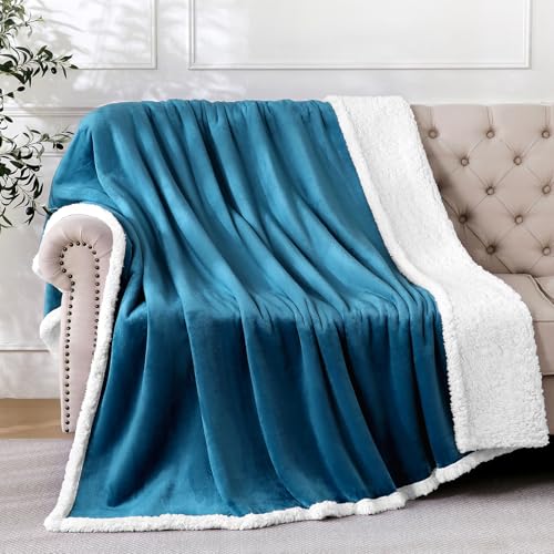 Gracelife Sherpa Fleece Throw Blanket for Couch, Super Soft Cozy Warm Thick Solid Blanket for Bed, Plush Fluffy Blanket for Winter, for Men Women, Slate Blue, Twin (60" x 80") - color: Slate Blue, size: Twin (60" x 80")