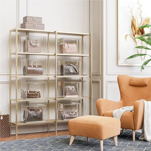starogegc Purse Organizer for Closet, Clear Acrylic Display Case, 3Pack | Plastic Handbag&Purse Storage Organizer, Stackable Purse Display Case with Magnetic Door for Book, Toys, Hat - size: 3