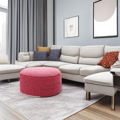 Round Pouf Foot Stools Comfortable Ottoman Floor Seat Cushion Movable Foot Rest Washable Case for Living Room, (Pink) - color: Pink