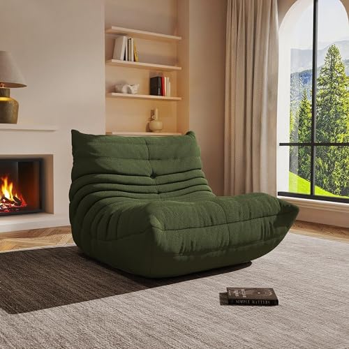Giant Bean Bag Chair for Adults,Comfy Lazy Fireside Accent Chair with Memory Foam,Cozy Single Floor Sofa Couch Boneless Chaise Lounge for Living Room Bedroom Gaming Room(Green,1Seater) - color: Mint Green, size: Single