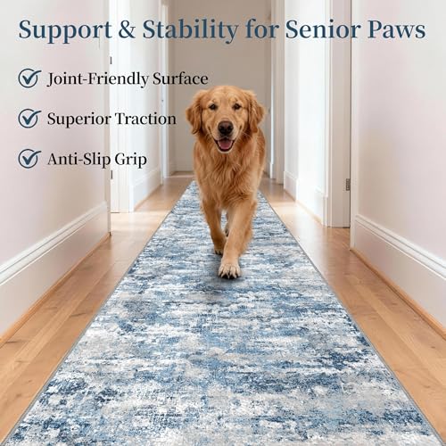 Entryway Runner Rug 2x4ft,Non Slip Carpet Runner,Ocean Blue | Machine Washable Runner Rug with Silicone Backing; Stain Resistant Surface for Entryways, Kitchens and High Traffic Areas - color: Abstract- Ocean Blue, size: 2' x 4' (Runner)