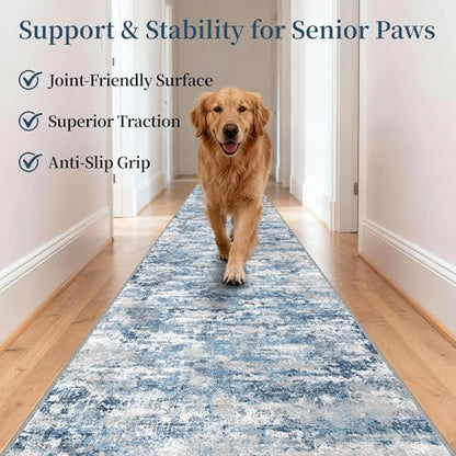 Entryway Runner Rug 2x4ft,Non Slip Carpet Runner,Ocean Blue | Machine Washable Runner Rug with Silicone Backing; Stain Resistant Surface for Entryways, Kitchens and High Traffic Areas - color: Abstract- Ocean Blue, size: 2' x 4' (Runner)