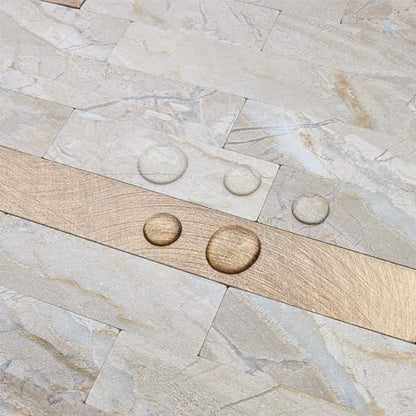 DICOFUN 10 Sheets Marble Look Peel and Stick Backsplash Wall Tile, PVC Kitchen Backsplash Peel and Stick in Light Brown, 9.4 sq.ft - color: Light Brown and Metal Gold, size: 10 Sheets, 12’’x12’’x0.12’’