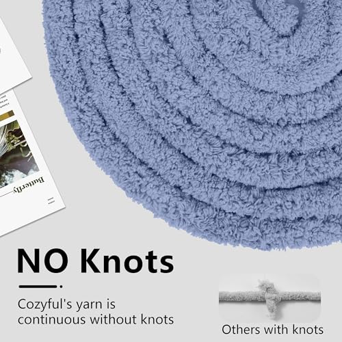 Cozyful Chunky Yarn for Hand Knitting - #10 Chunky Chenille Yarn, Jumbo Big Thick Chunky Yarns for Crocheting, Super Bulky Chunky Knit Blanket Yarns, 8 Skein (22 yds 8 oz Each Skein), Blue Gray - color: Blue Gray