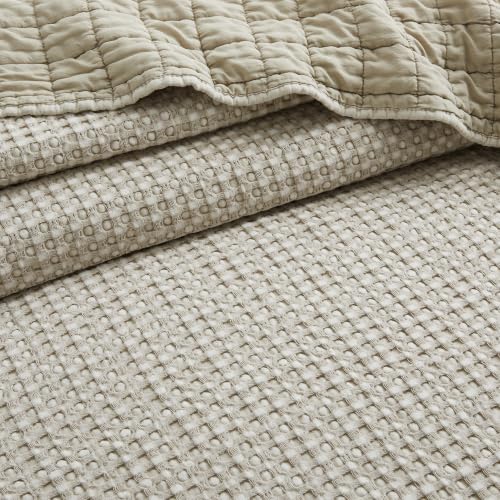 Levtex Home Mills Waffle Twin Bedspread Set (84x104in) with 1 Pillow Sham (26x20in) - Undyed Wheat - Cotton Waffle Twin Size Bedspread Set - Lightweight, Soft, Pre-Washed - color: Wheat, size: Twin Bedspread