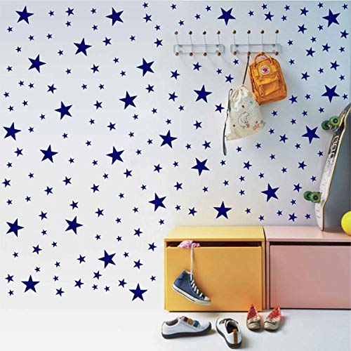 174pcs Mixed Size Star Wall Stickers Home Decor Bedroom Removable Nursery Wall Decals Kids DIY Art Decal Gold White Black Star Wall Sticker JW343 (Navy Blue) - color: Navy Blue