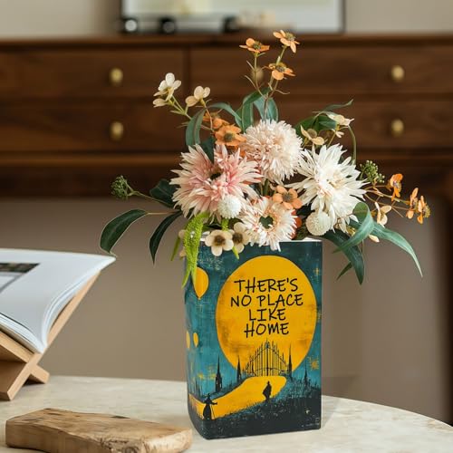 LIFFY Book Vase for Flowers, Ceramic Flower Vase Bookshelf Decor, Unique Book Shape Decration Vase Bookend Gift for Book Lovers(Teal Blue, Wizard of Oz) - color: Teal Blue