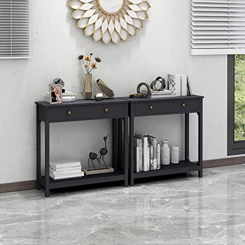 TaoHFE Black Console Table, 39.4"x11.8"x31.5"(L*W*H) - color: Black