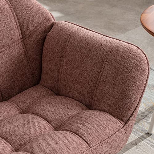 48" Small Loveseat Sofa, Modern Linen Fabric Mini Sofa Couch 2-Seater Love Seat with Quilting Backs and Wood Legs for Living Room, Bedroom and Small Space, Pink - color: Pink