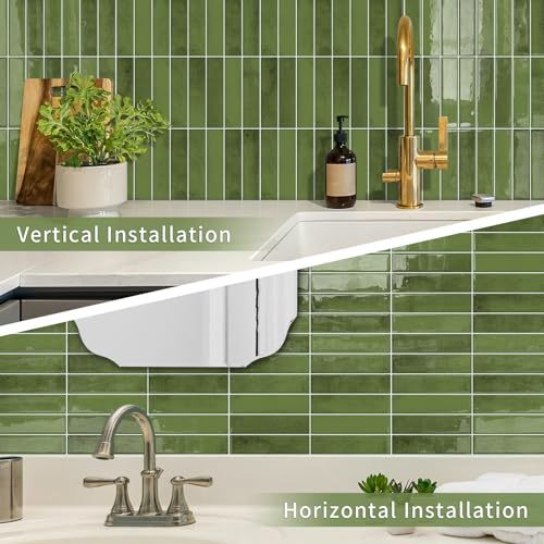 10 Sheets Upgraded Thicker Design Subway Tile Peel and Stick Backsplash | 12”×12”Self Adhesive Wall Tiles Stick on Back Splash for Kitchen,Bathroom,Camper(Green) - color: Green