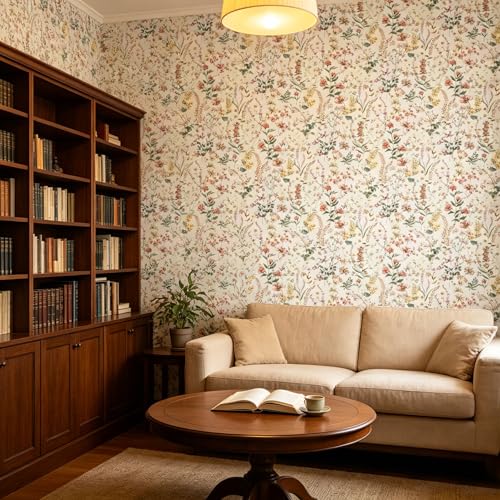 Plants Flowers Peel and Stick self Adhesive Wallpaper Floral - 96''x32'' - color: X15, size: 32" x 96"
