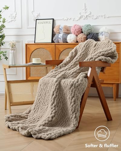 Cozyful Chunky Yarn for Hand Knitting, #9 Thick Jumbo Big Chunky Yarn for Crocheting, Super Chunky Knit Blanket Yarns, Large Chunky Chenille Yarns, 8 Pack (30 yds 8 oz Each Skein), Khaki - color: Khaki