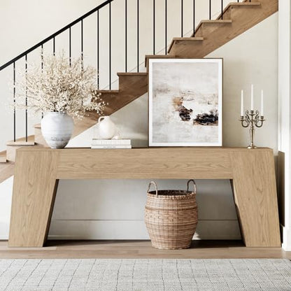 78-Inch Console Table for Entryway, Light Oak Brown | Extra Long Farmhouse Sofa Table Behind Couch, Natural Wood Accent Entrance Table for Living Room Hallway - color: Light Oak