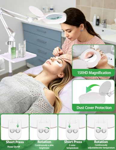 3-in-1 LED Magnifying Light Real Glass Lens Adjustable Light for Beauty & Precision Work - size: 3 in 1 Lighted Magnifiers(White)Pro