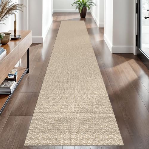 Washable Runner Rug 2x10 Ft Non Slip Runners for Hallways Long Cotton Rubber Backed Kitchen Runner Braided Indoor Floor Carpet Runners for Entryway, Hallway, Kitchen, Send/Beige | Washable Braided Runner Carpet, Non Slip Rubber Dot Backed, For Hallway, Ki