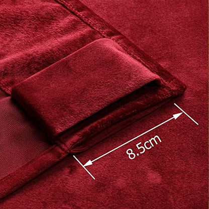 Benedeco Burgundy Red Velvet Blackout Curtains 52x108, Back Tab, 2 Panels | Elegant Room Darkening Thermal Insulated Energy Saving Noise Reducing Velvet Window Drapes for Living Room, Bedroom - color: Backtab-red, size: 52"W x 108"L (Pack of 2)