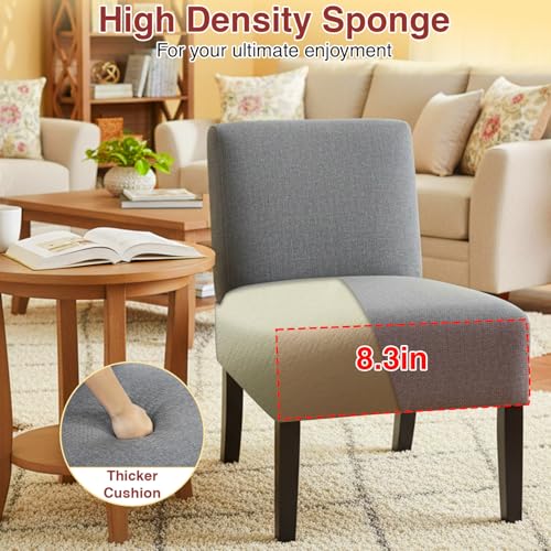 Dopinmin Armless Slipper Chair Accent Chairs, Fabric Mid Century Modern Parsons Chairs, Upholstered Dining Chairs for for Reading Bedroom Dining Room, Grey - color: Grey