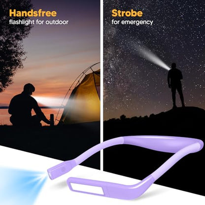 Reading Lights for Books in Bed, 3 Colors Dimmable Neck Light | Eye Caring Book Light Dual Lamps, 80H Lasting, Hands-Free Knitting, Crochet, Sewing, Crafting, Purple Gifts for Women Girls - color: Purple