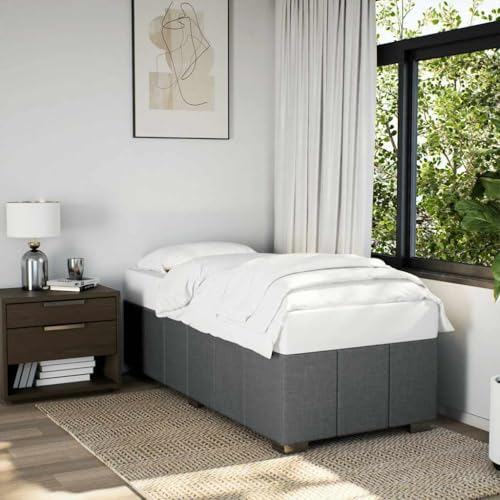 Twin XL Bed Frame, Modern Upholstered Platform Bed Base with Breathable Polyester Fabric, Sturdy Engineered Wood Support, Dark Gray Minimalist Bedroom Furniture - color: Dark Gray, size: Twin XL & Dark gray