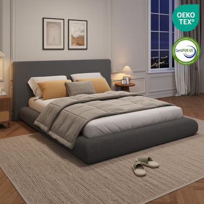Garvee Cloud Bed Frame Full Size with Upholstered Headboard | Modern Cloud Platform Bed Full, No Box Spring Needed, Easy Assembly, Soft Plush Fabric, Noise-free, Dark Grey - color: Dark Gray, size: Full