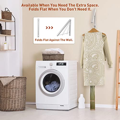 Wall Mounted Drying Rack Clothes Hanger Folding Wall Coat Racks Aluminum Home Storage Organiser Space Savers - color: Matt Silver