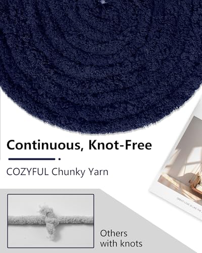 Cozyful Chunky Yarn for Hand Knitting, #9 Thick Jumbo Big Chunky Yarn for Crocheting, Super Chunky Knit Blanket Yarns, Large Chunky Chenille Yarns, 8 Pack (30 yds 8 oz Each Skein), Navy Blue - color: Navy Blue