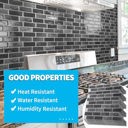 Art3d 10-Pack Marble Peel and Stick Backsplash, 12 x 12 in, Smoky Black | Strong Adhesion, Lightweight, Cuttable, Waterproof, Fadeless, Crack Resistant, for Kitchen, Bedroom, Ideal for Recently Moved - color: Smoky Black